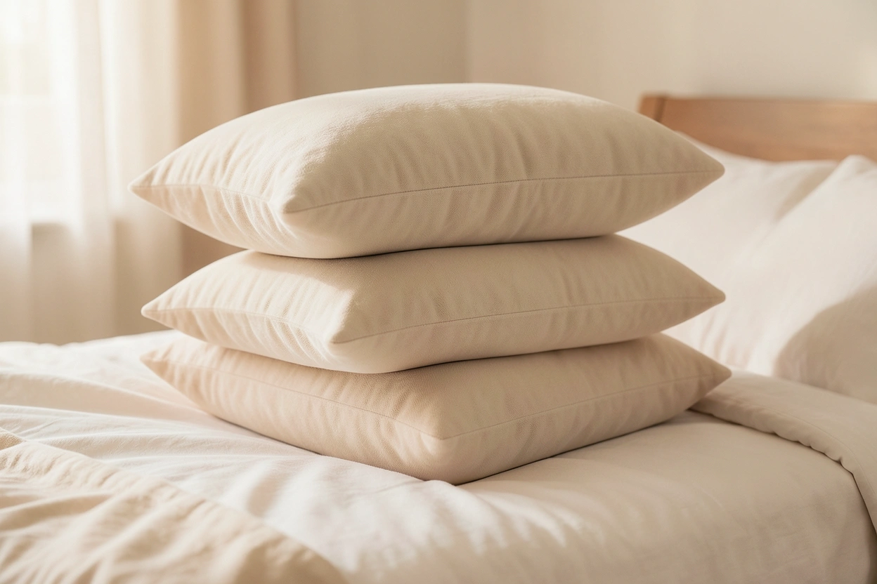 Oreillers moelleux en pile